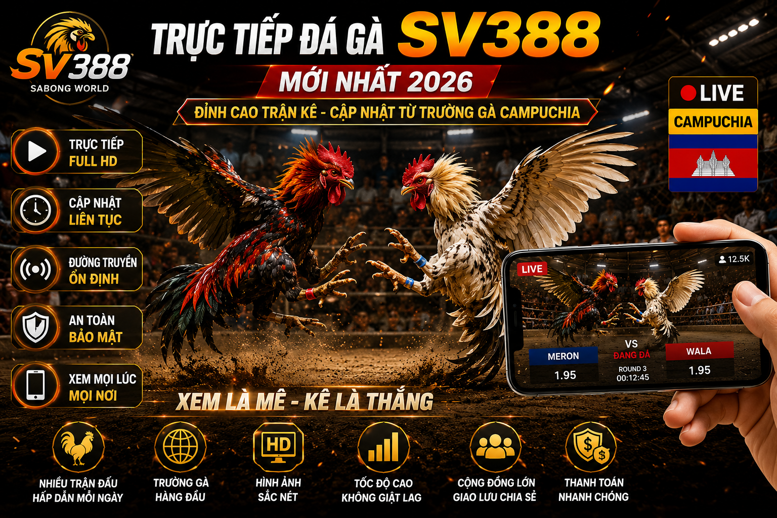 Trực tiếp đá gà SV388