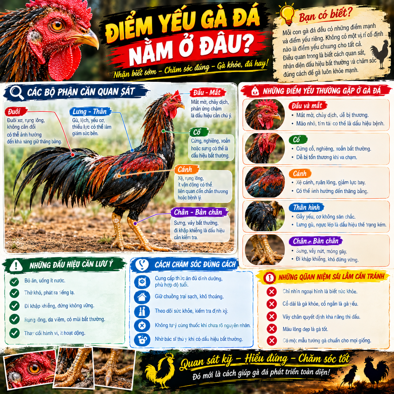 điểm yếu gà đá
